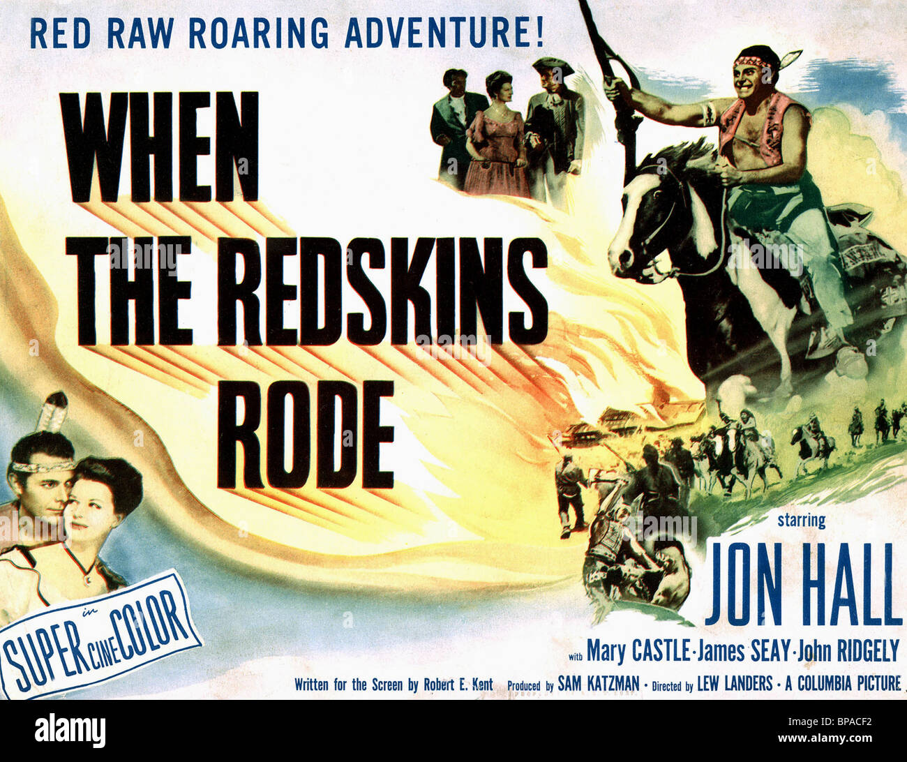 Affiche de film LORSQUE LES REDSKINS RODE (1951) Banque D'Images