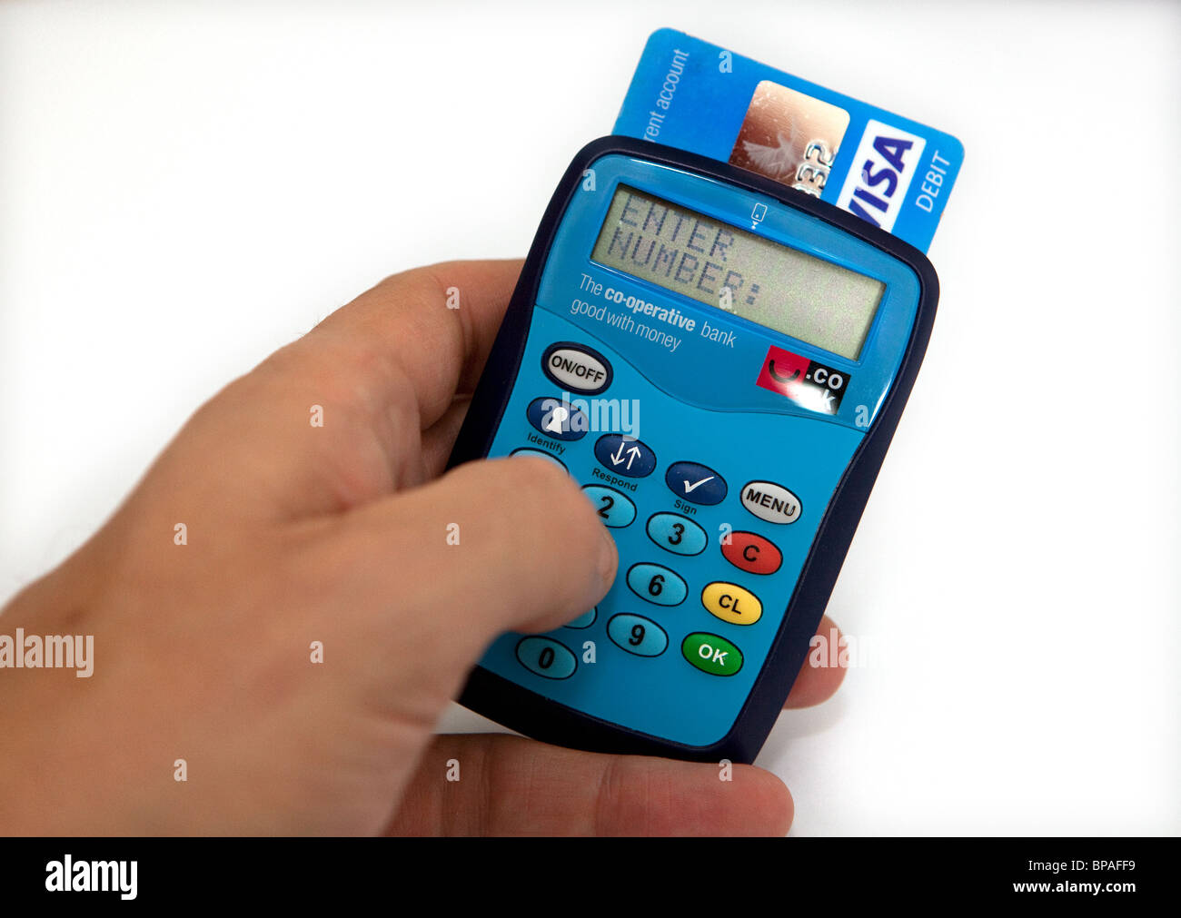 Lecteur de carte bancaire banque avec carte insérée Photo Stock - Alamy