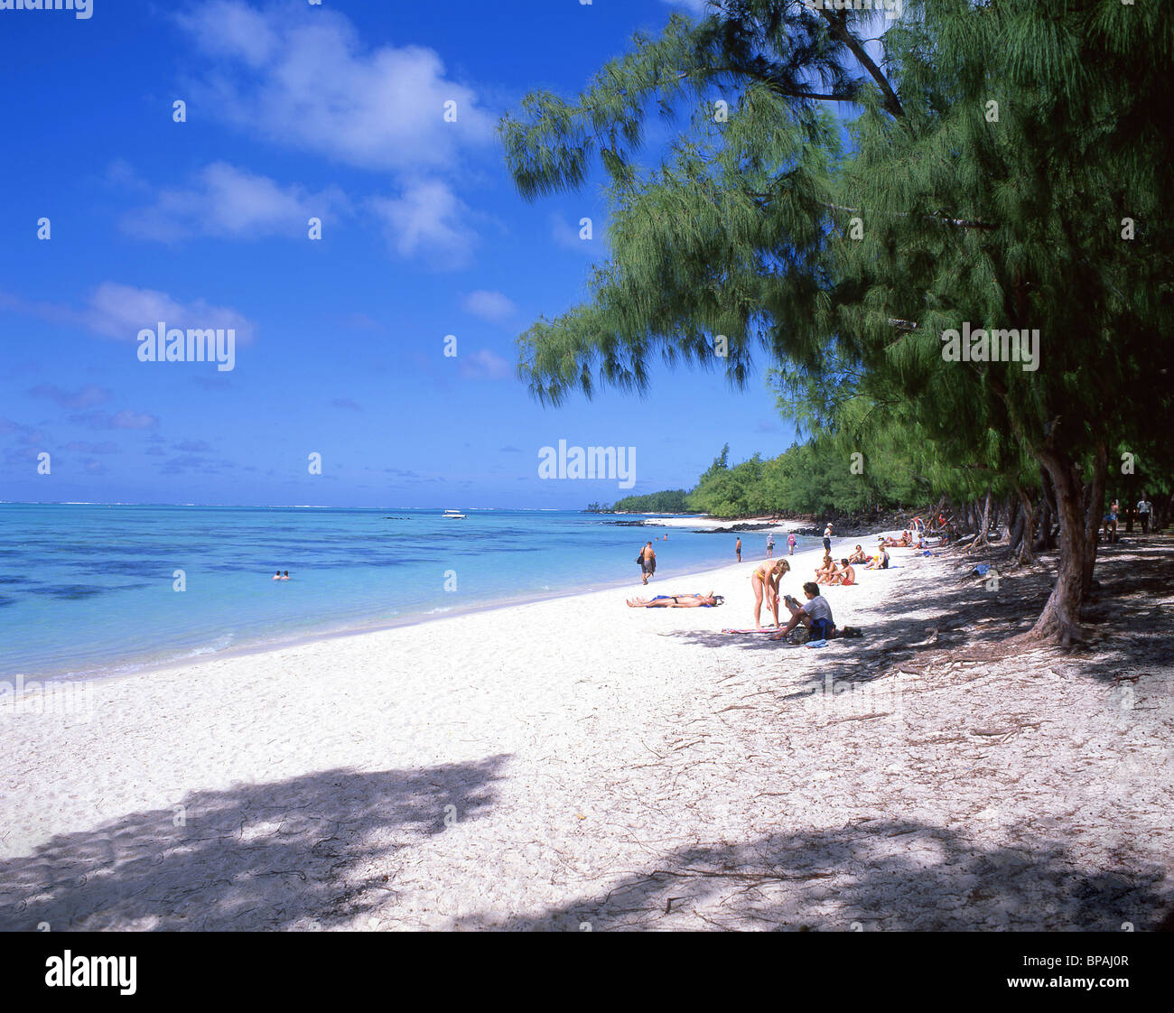 Vue de la plage, l'Île aux Cerfs, Flacq District, République de Maurice Banque D'Images