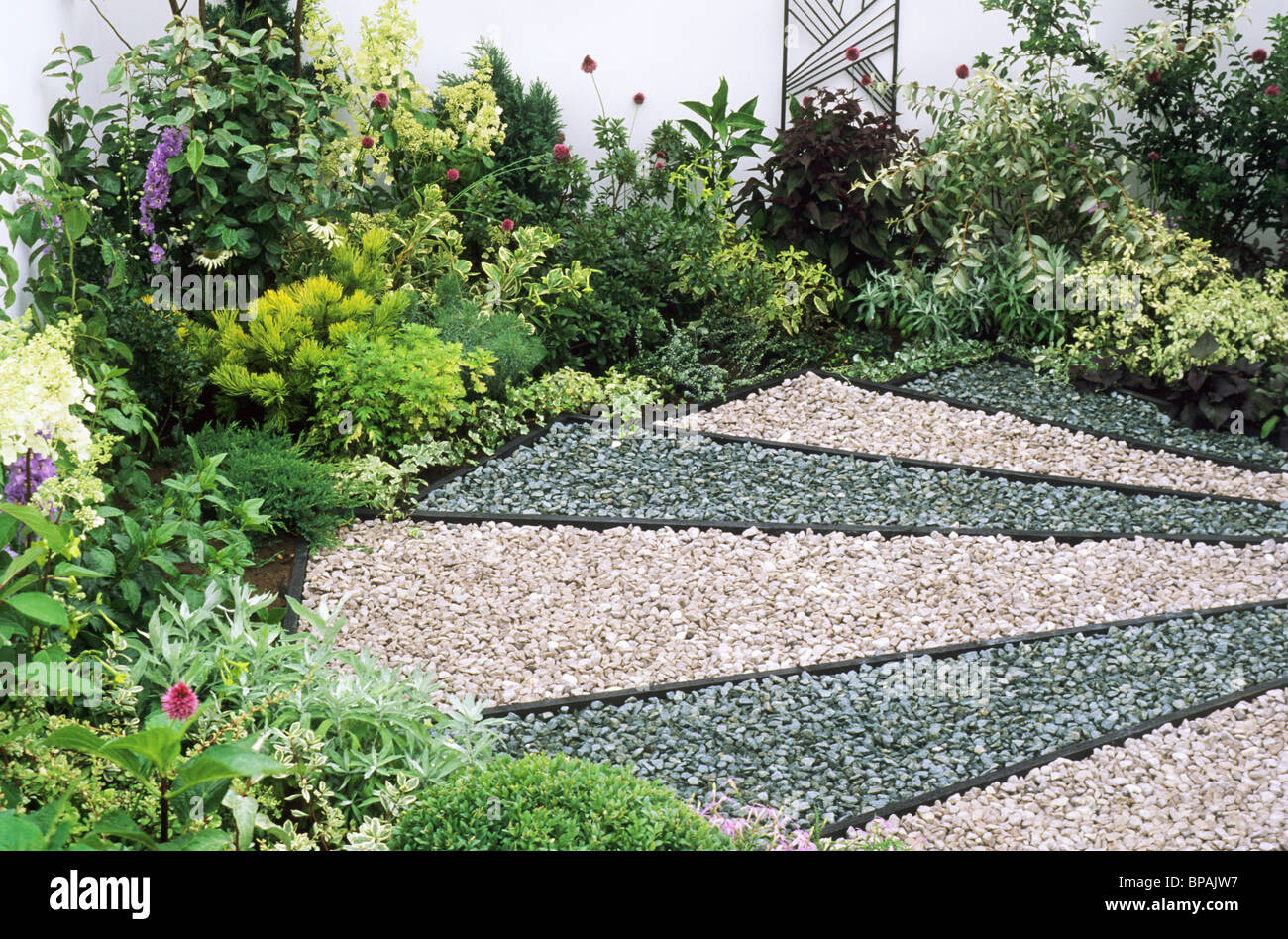 Jardin de gravier de couleur, galets, Sandringham Flower Show étage Rez de jardin pattern design crée des cailloux contre des Banque D'Images