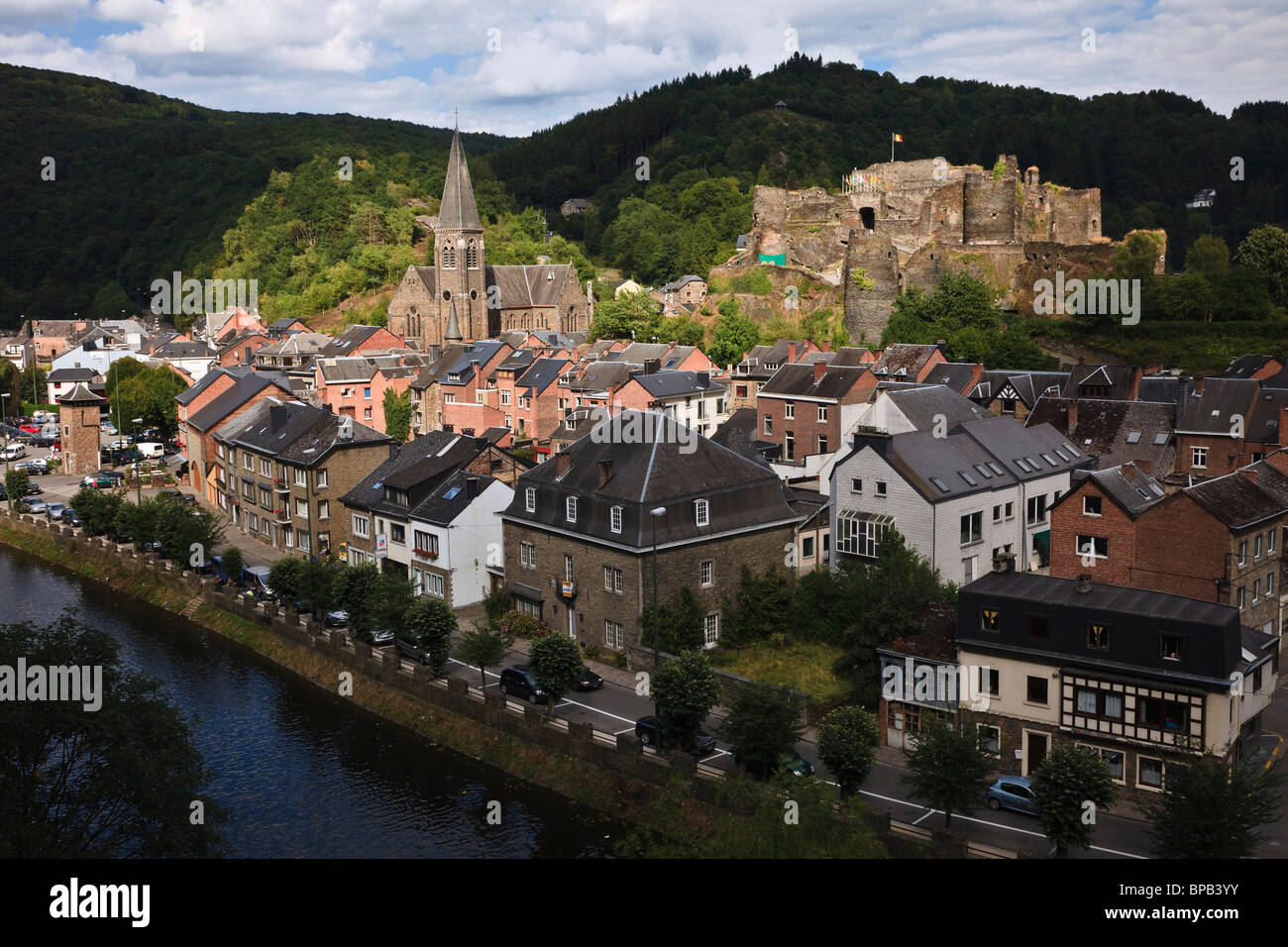 La Roche-en-Ardenne et de l'Ourthe, Wallonie, Belgique Banque D'Images