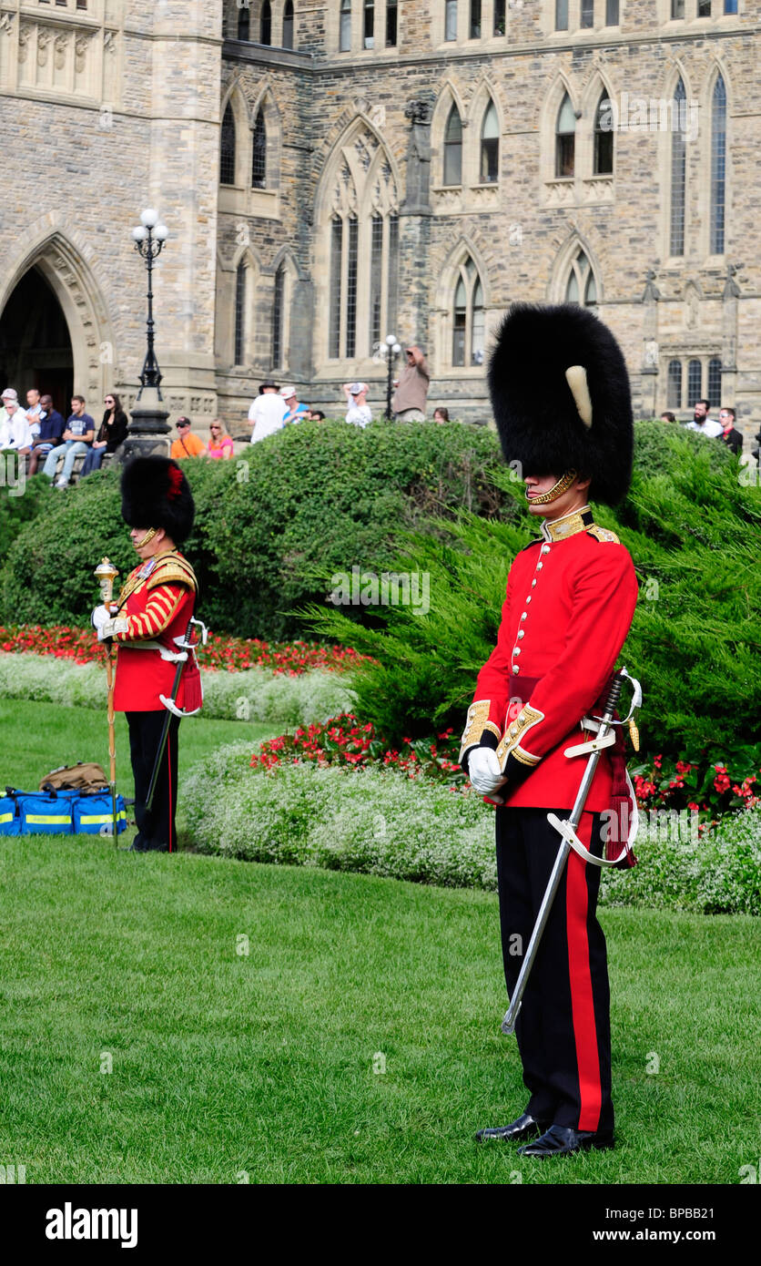 Un agent du Governor General's Foot Guards debout sur la Colline du Parlement, Ottawa, Canada Banque D'Images