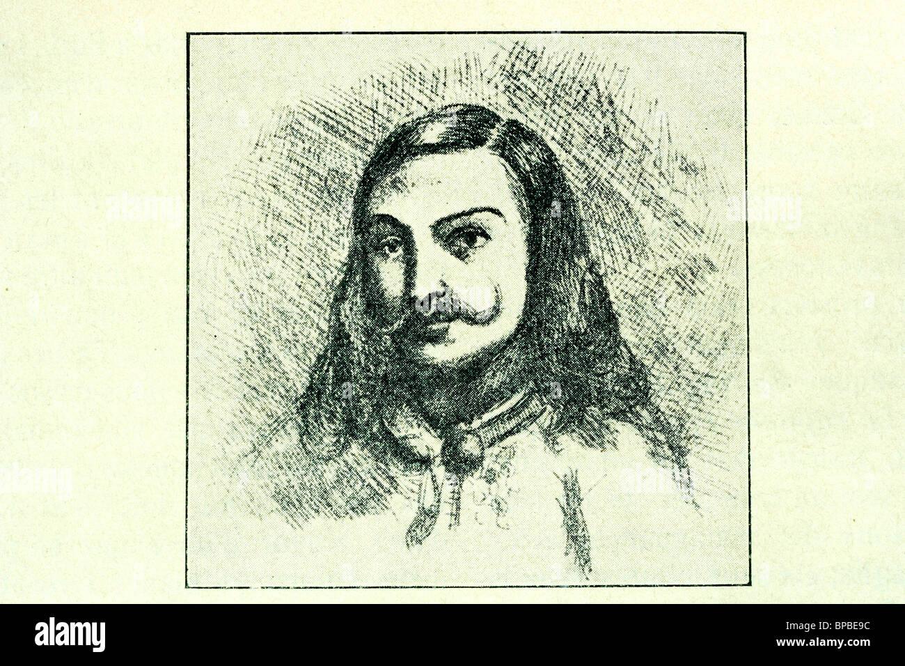 Théophile Gautier. Célèbre écrivain français. Self Portrait. Illustration d'antiquités. 1833. Banque D'Images