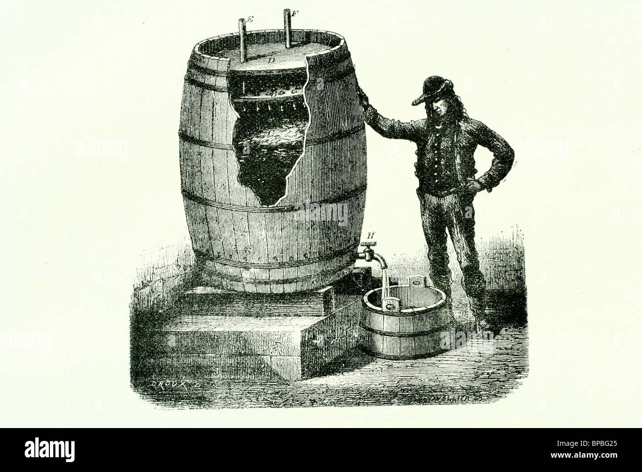 L'élaboration du vinaigre. Illustration d'antiquités. 1889. Banque D'Images