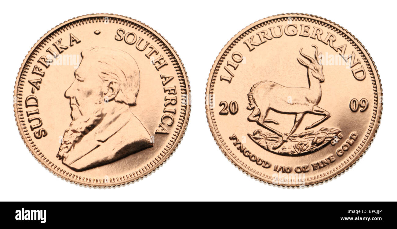 Pièce d'or d'Afrique du Sud - 10ème, 2009 Krugerrand Banque D'Images