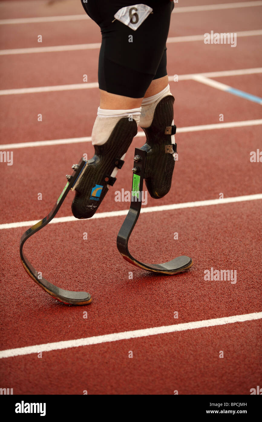 Oscar Pistorius, 400m B chez Aviva London Grand Prix, Crystal Palace, Londres. Août 2010. Banque D'Images