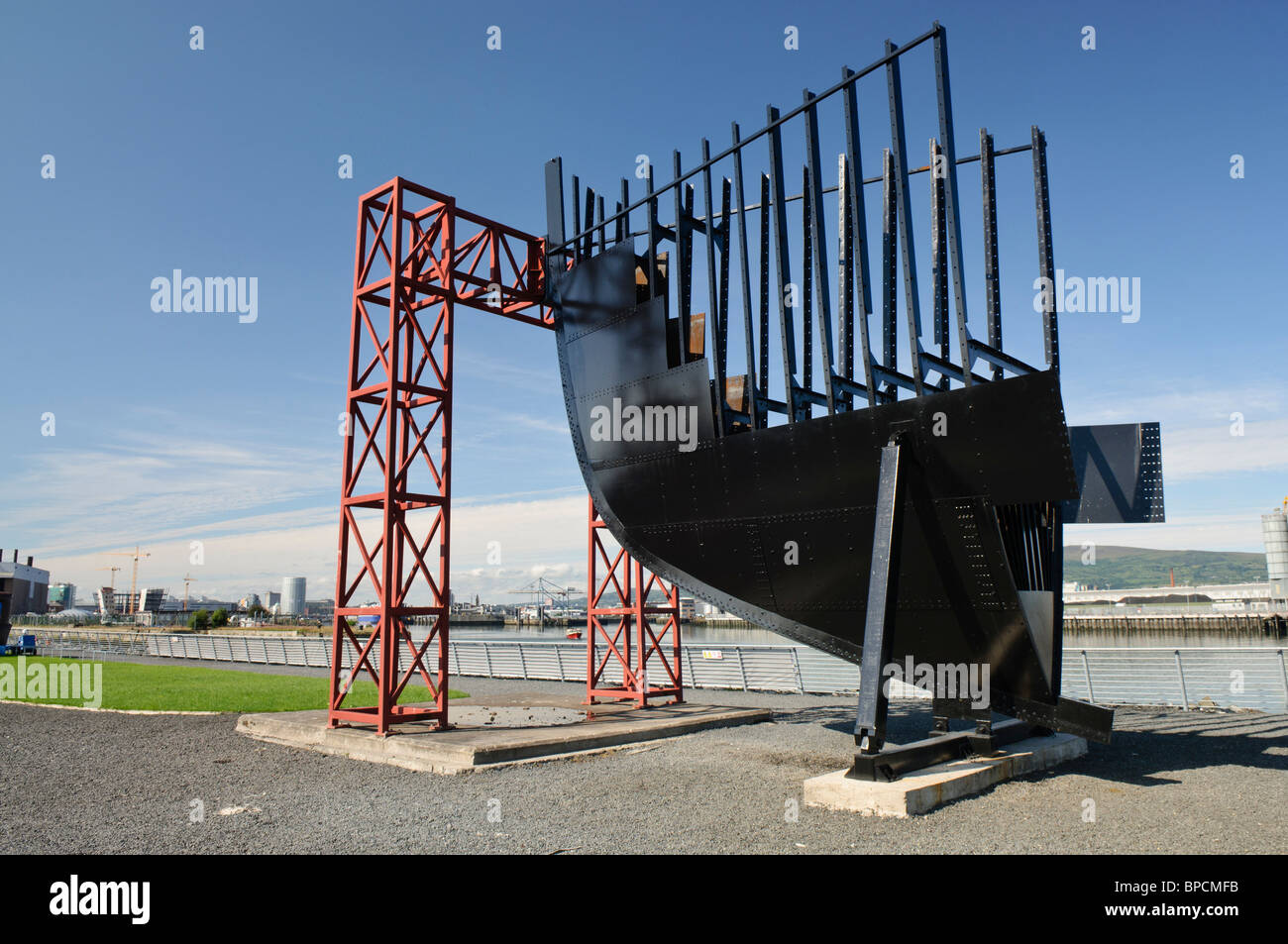 Réplique d'une petite section de la coque du Titanic, à l'affiche à Thompson's Dock, Belfast Banque D'Images