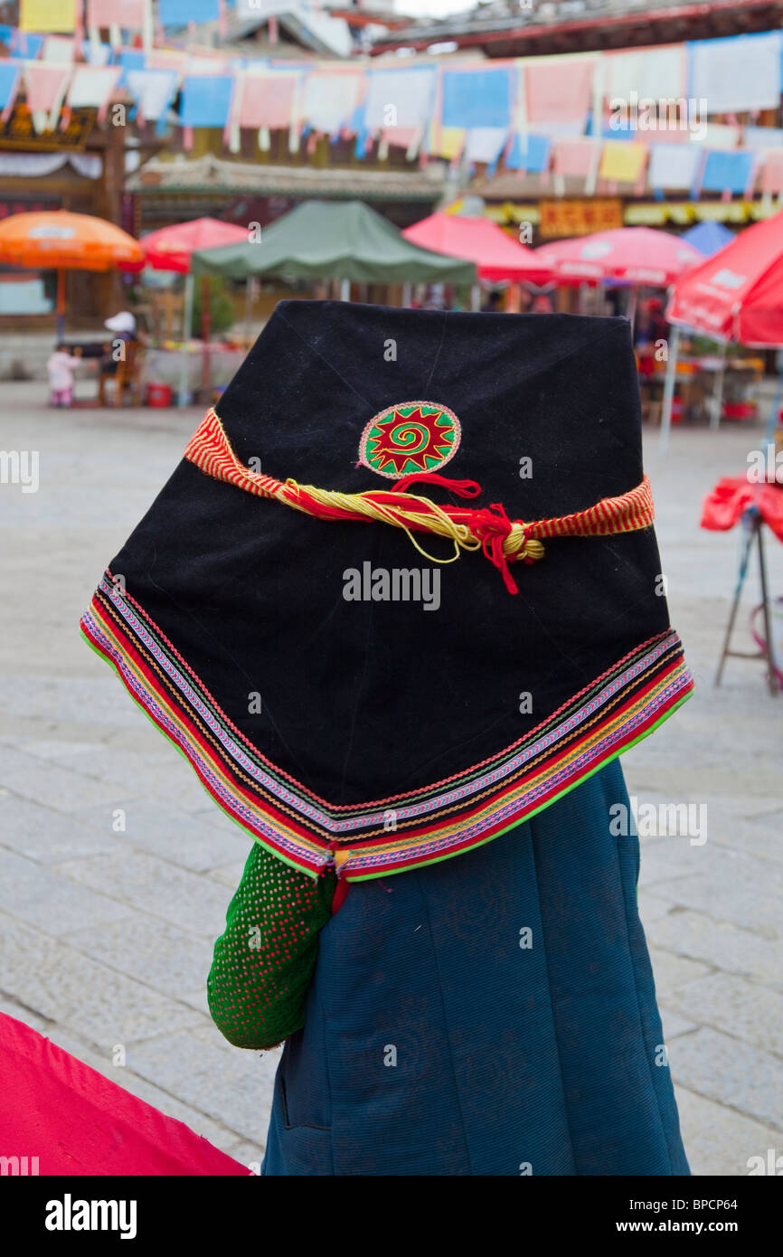 Femme de minorité ethnique ou Shangri-La Zhongdian dans la province du Yunnan, Chine Banque D'Images