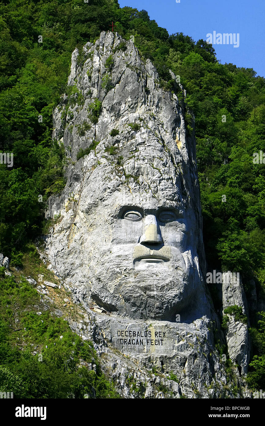 Rock Sculpture sur Danube de 72038 Roi Decebalus Banque D'Images