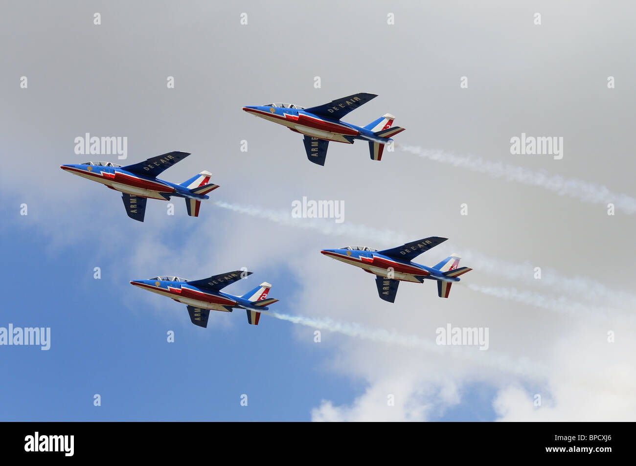 La Patrouille de France à l'équipe de voltige 2010 Royal International Air Tattoo, Fairford, Angleterre. Banque D'Images