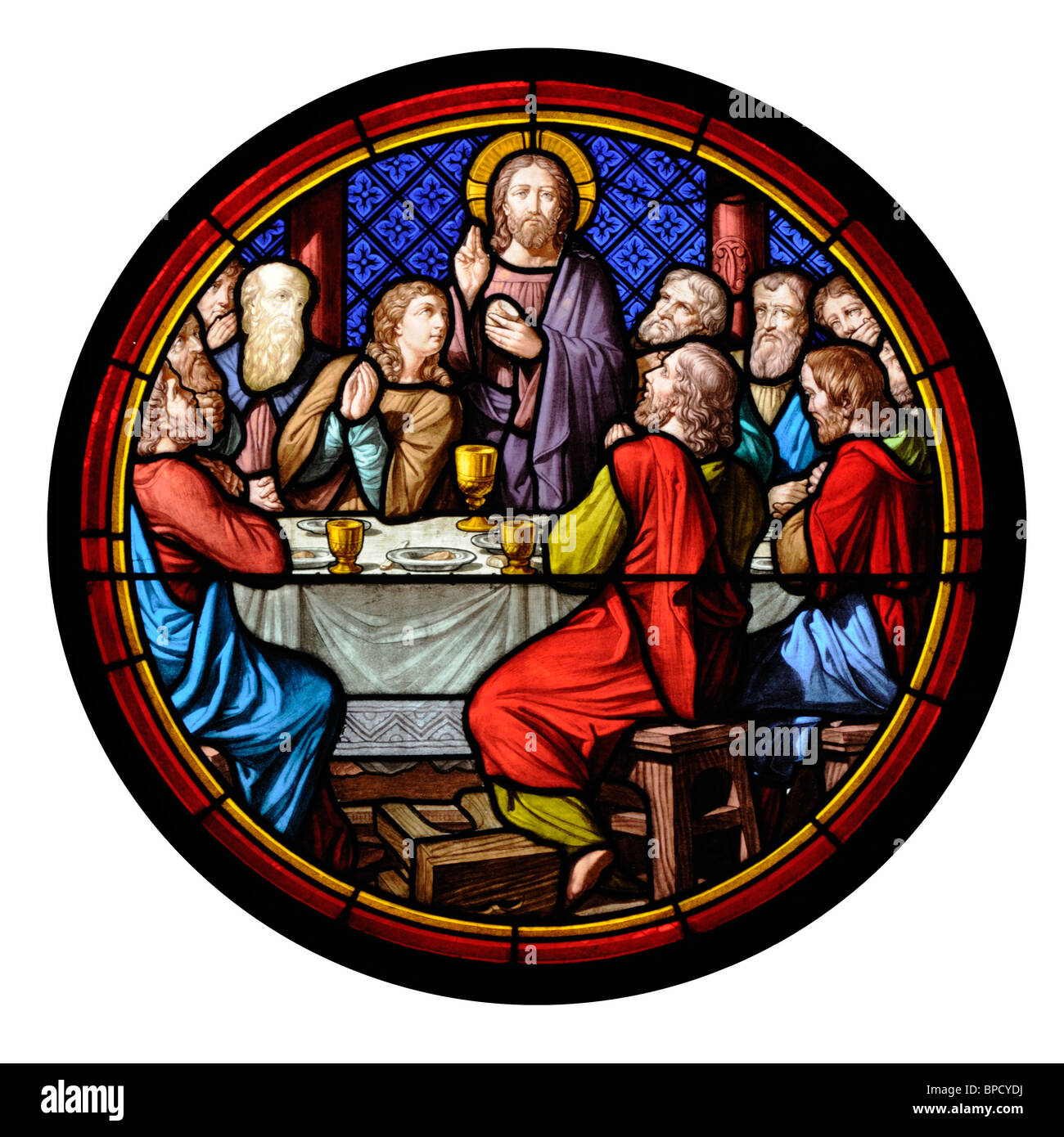 / Bâle Bâle, Suisse. Basler Münster (cathédrale) Vitrail. Dernier Repas Banque D'Images