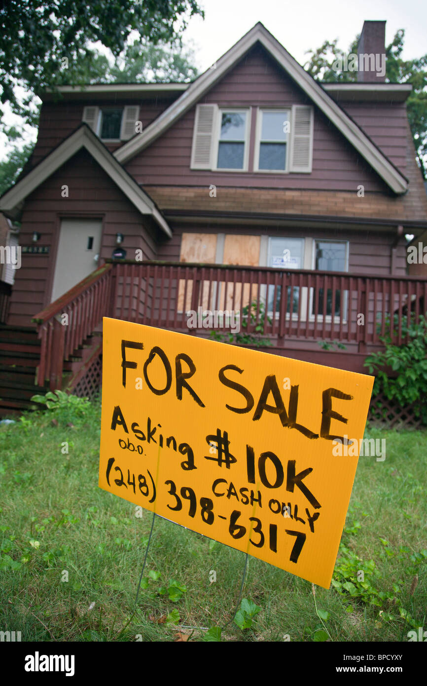 Maison à vendre à bas prix à Detroit Banque D'Images