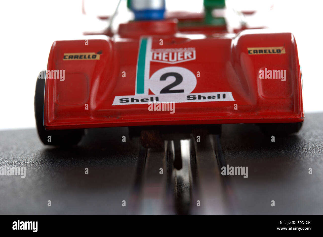 Voiture de course l'emplacement sur la voie de l'historique des années 1980 boys toy fabriqué par polistil Banque D'Images