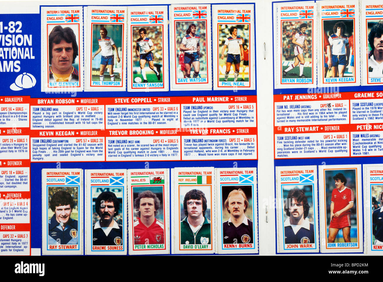 Joueur de football anglais collection de cartes à partir de la saison 1981-1982 au Royaume-Uni Banque D'Images