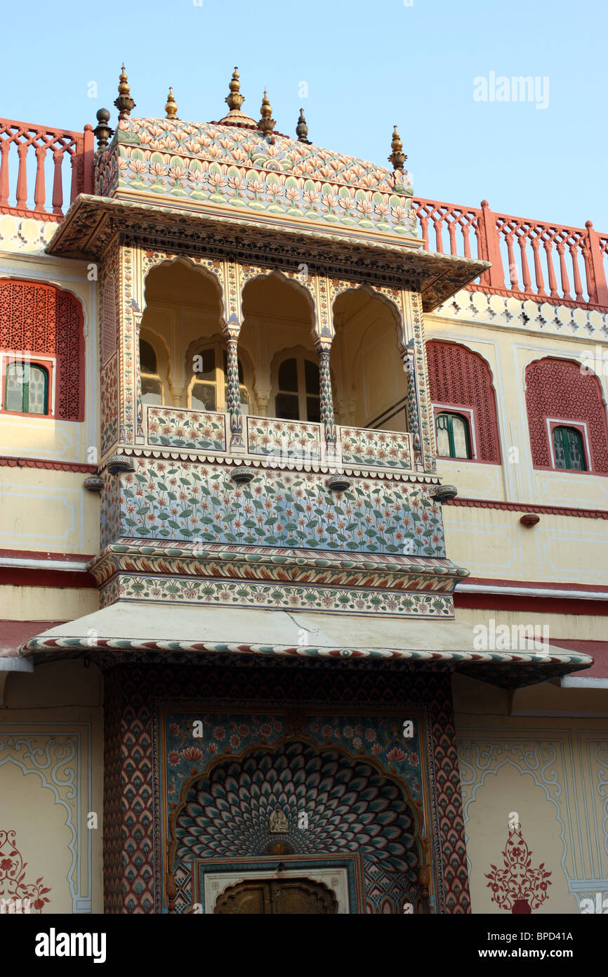 Une vue en gros plan d'une construction traditionnelle du Rajasthan fort monument Banque D'Images