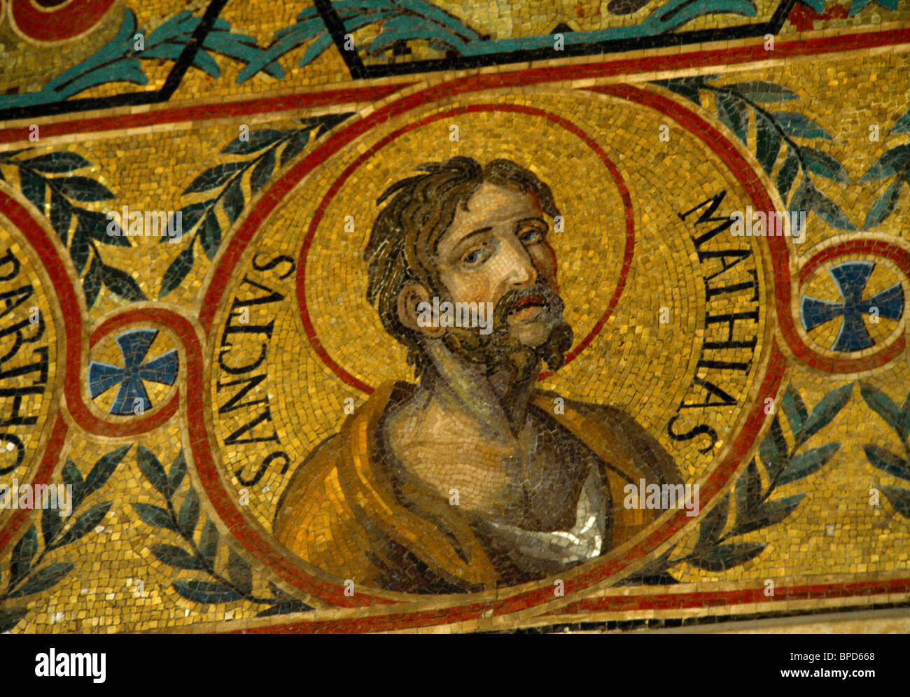 Sicile Italie Palerme La Chapelle Palatine dans le Palais Norman Mosaïque de Saint Matthias Banque D'Images