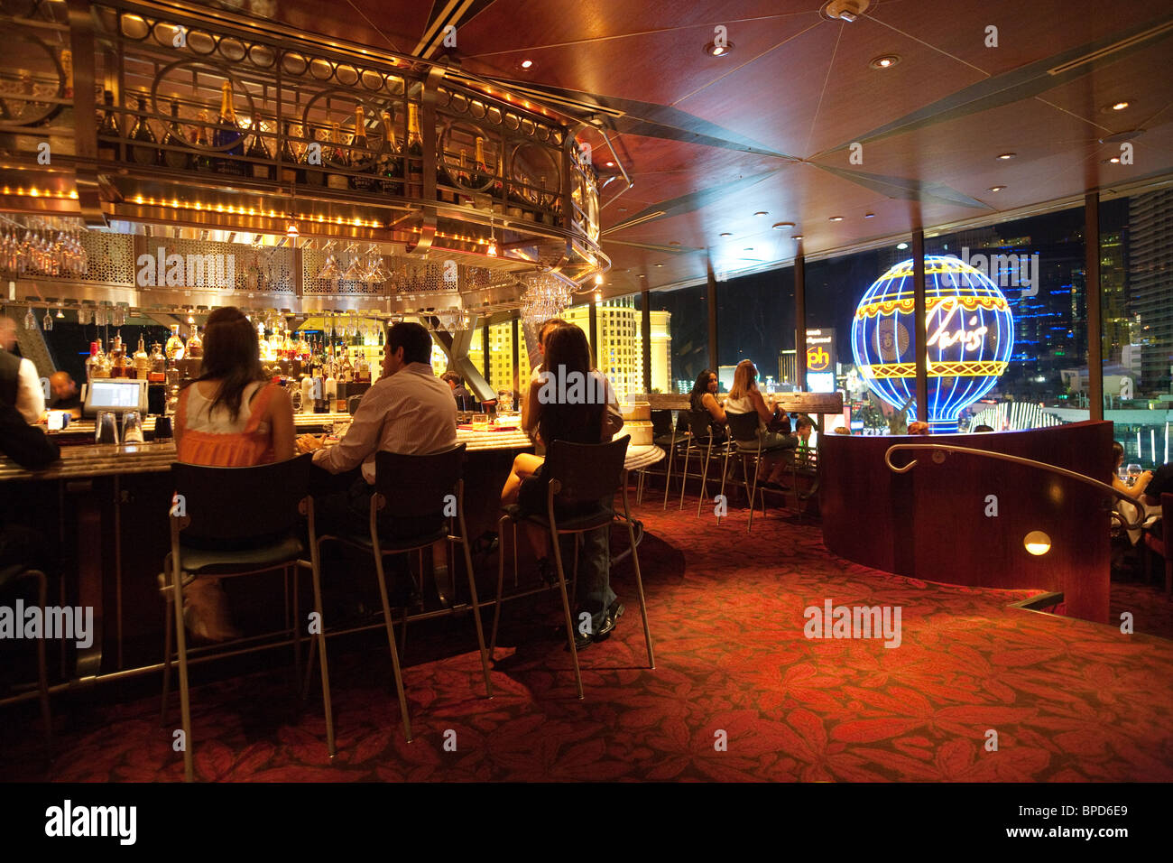 Le bar du restaurant Tour Eiffel, l'Hôtel de Paris, Las Vegas, Nevada, USA Banque D'Images