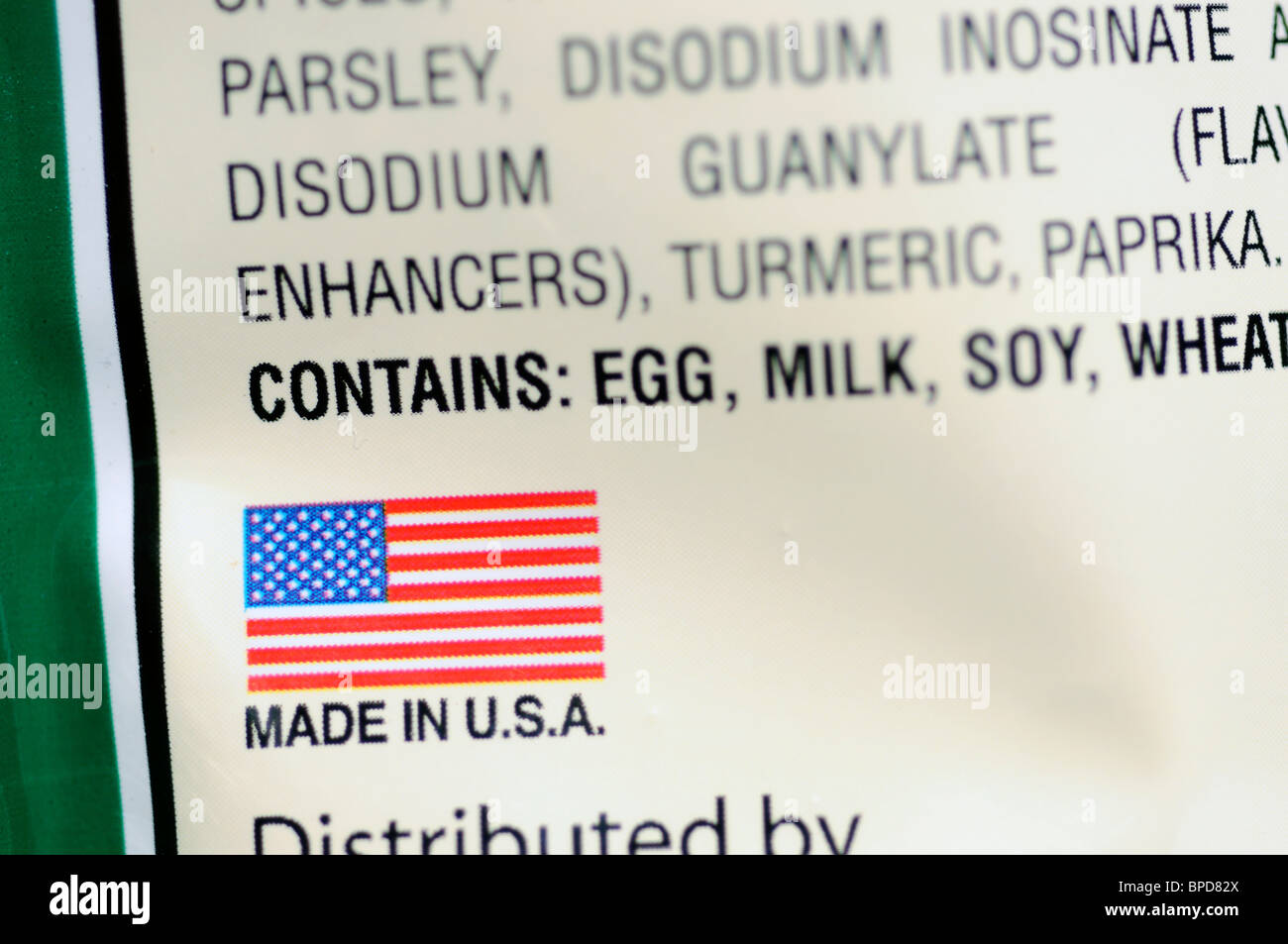"Made in USA" écrit sur emballage pour les produits alimentaires Banque D'Images