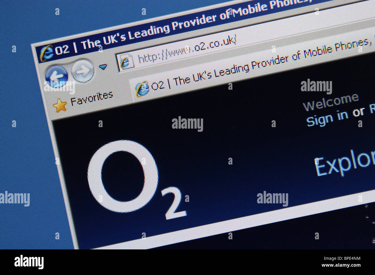 O2 UK site web fournisseur de téléphone mobile Banque D'Images