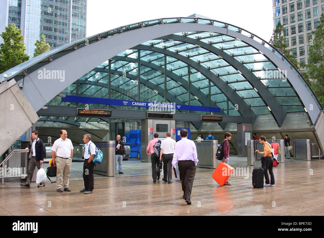 La station de métro Canary Wharf, Canary Wharf, Londres, Angleterre, Royaume-Uni Banque D'Images
