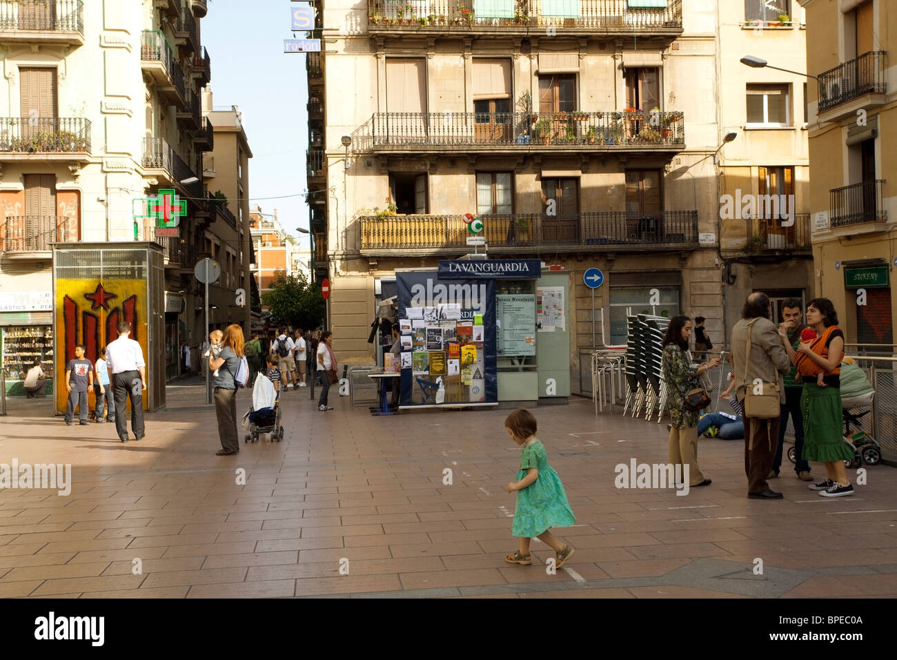 Général Gracia Barcelone shot gypsy, familles décontractée Banque D'Images