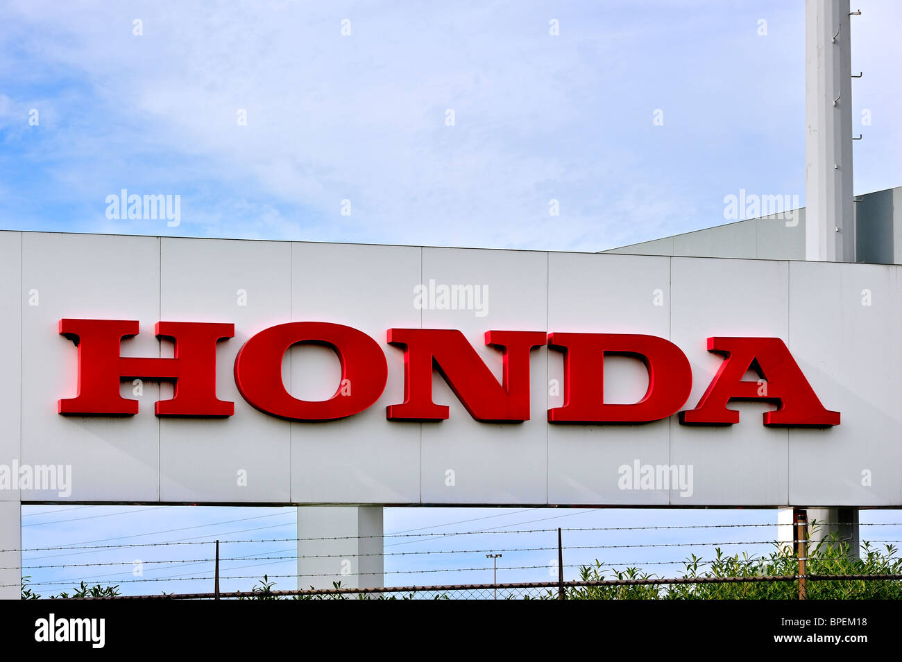 Pancarte de l'usine de montage de Honda au port de Gand, Belgique Banque D'Images