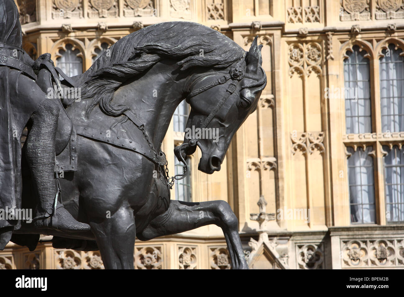 Richard Coeur de Lion - Richard I en dehors de la Monument Palais de Westminster, Westminster, Londres, SW1. Banque D'Images