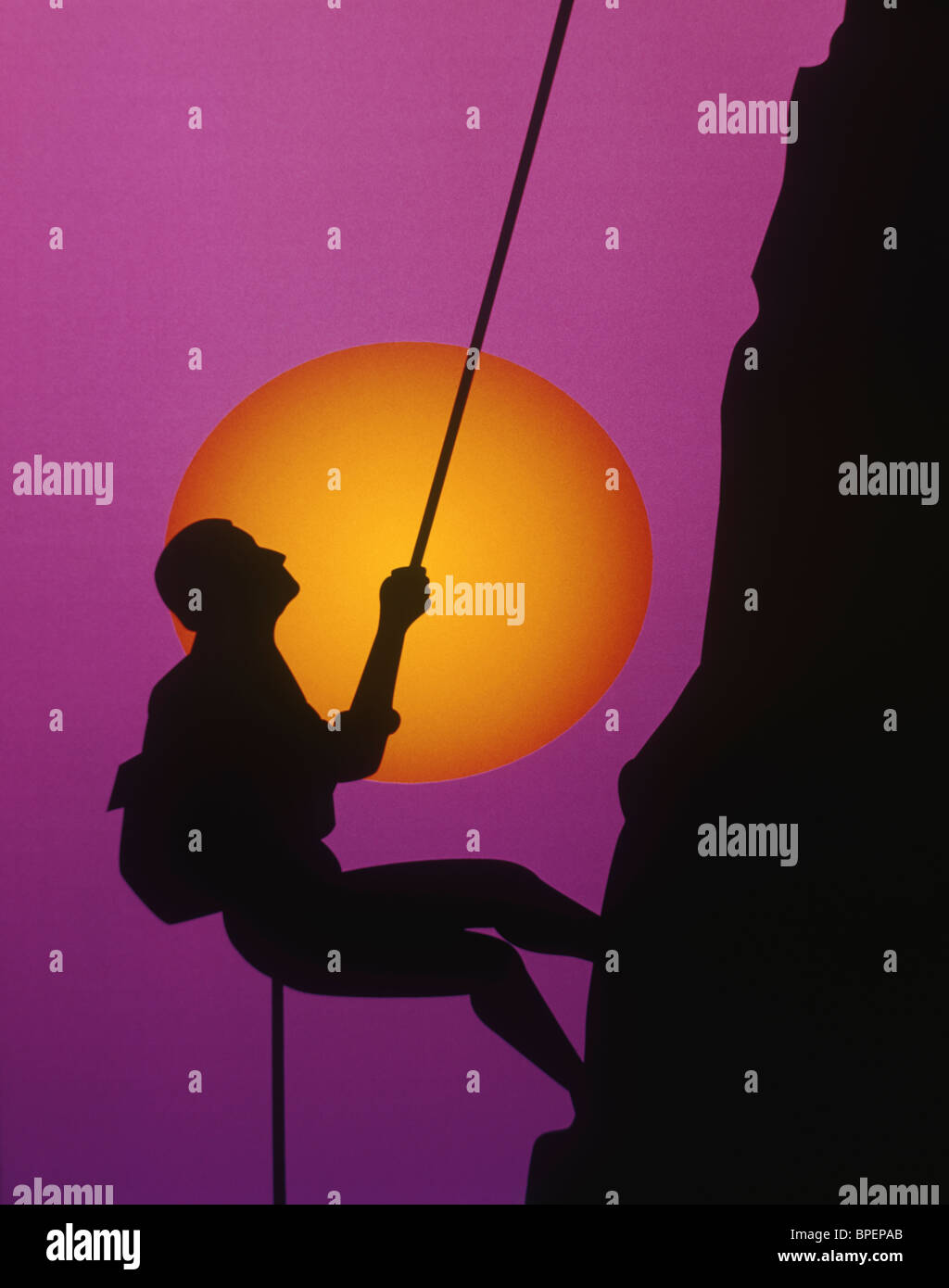 Illustration graphique man climbing mountain Banque D'Images