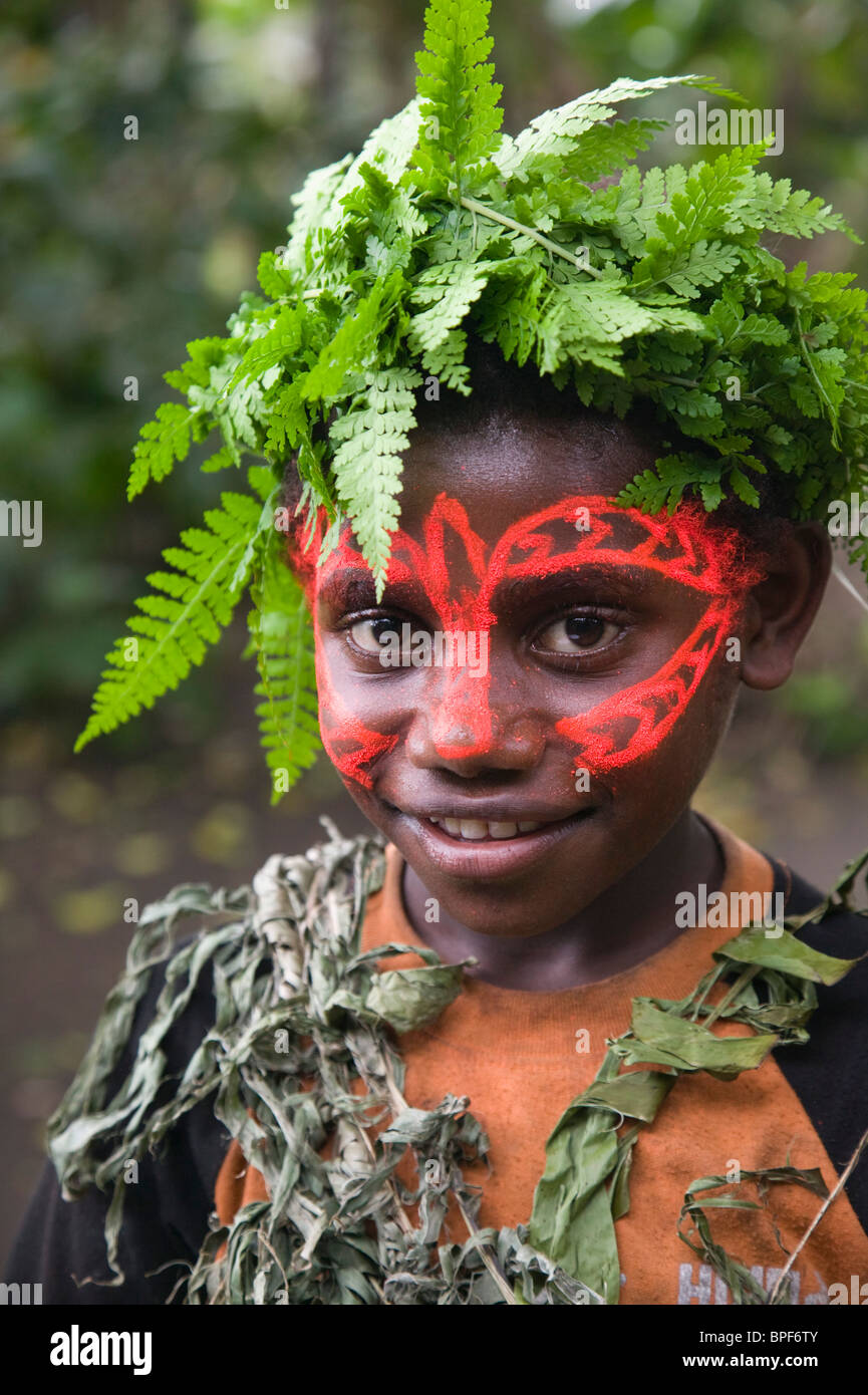 Vanuatu, l'île de Tanna, Fetukai. La magie noire et le Tour d'essai, les villageois en costume national. M. Banque D'Images