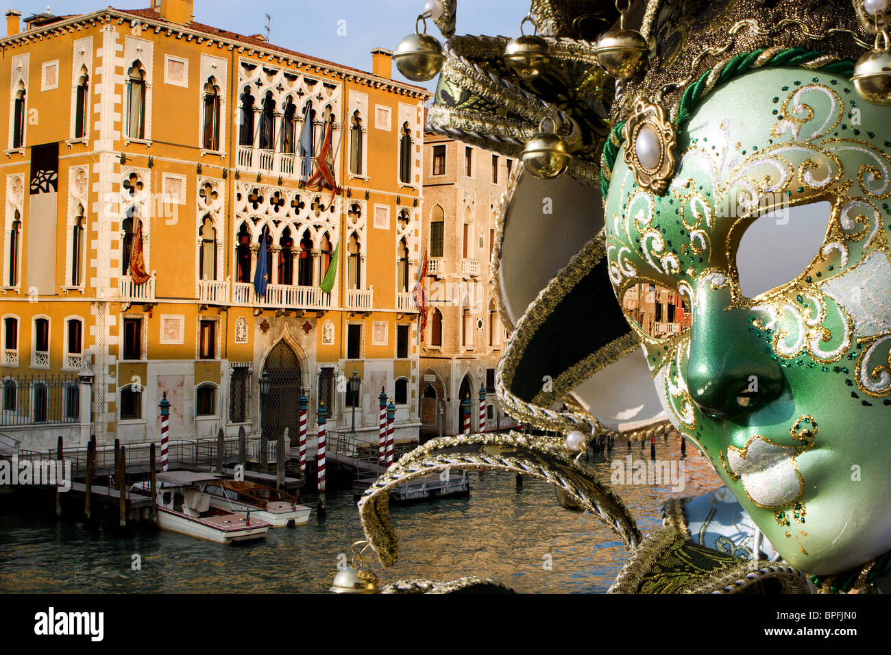Masque de Venise - Grand Canal et dans la lumière du soir Banque D'Images