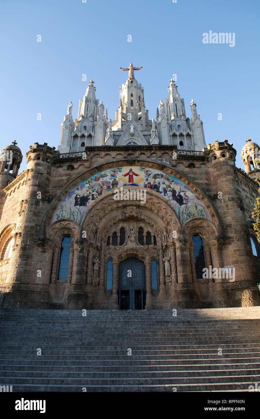 Sagrado Corazon, ou église Sagrat Cor sur la montagne de Montjuic, Barcelone, Espagne Banque D'Images
