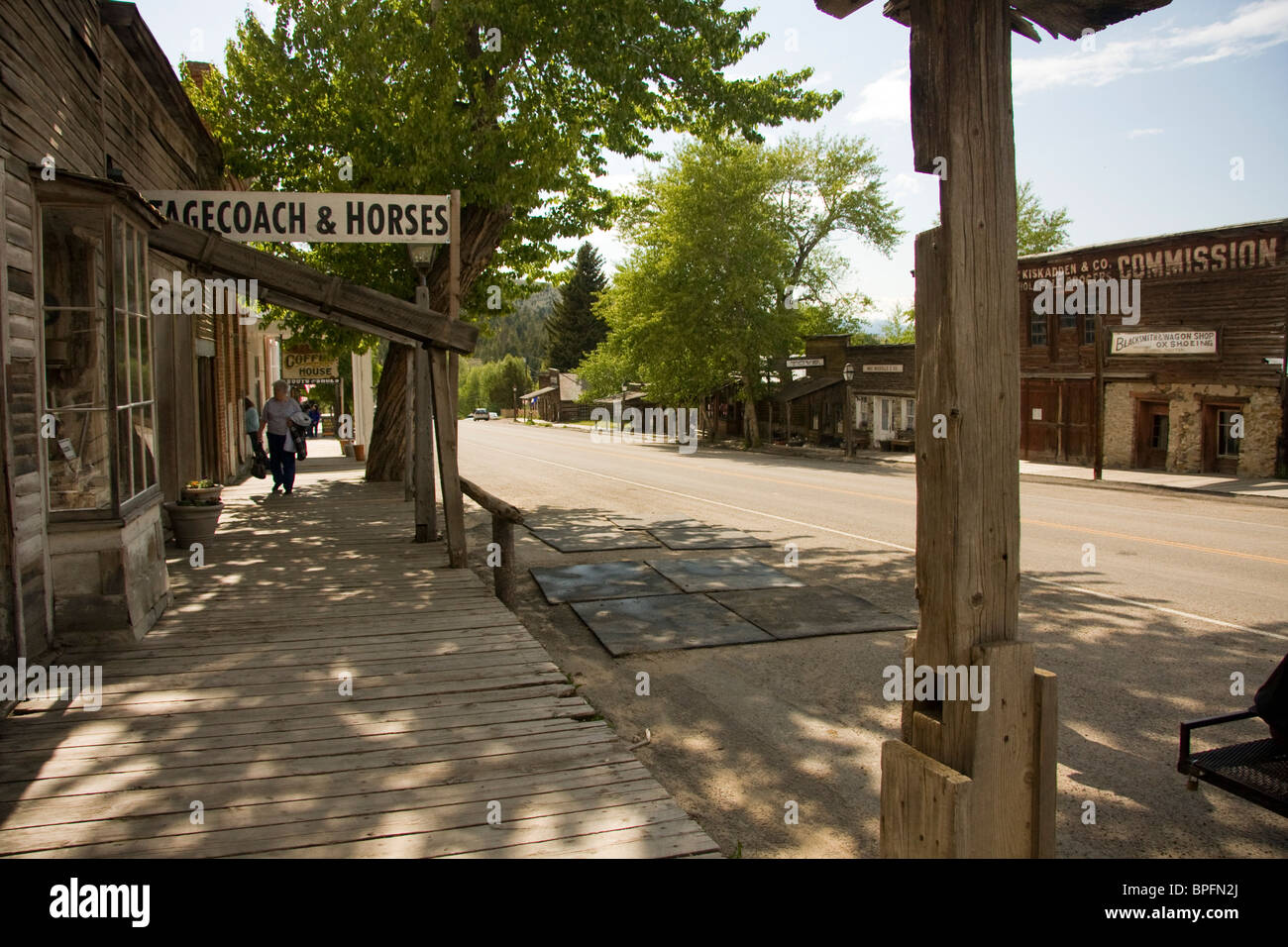 La Wells Fargo office et la plupart des bâtiments dans la rue Wallace, Virginia City, date de la seconde moitié du xixe siècle. Banque D'Images