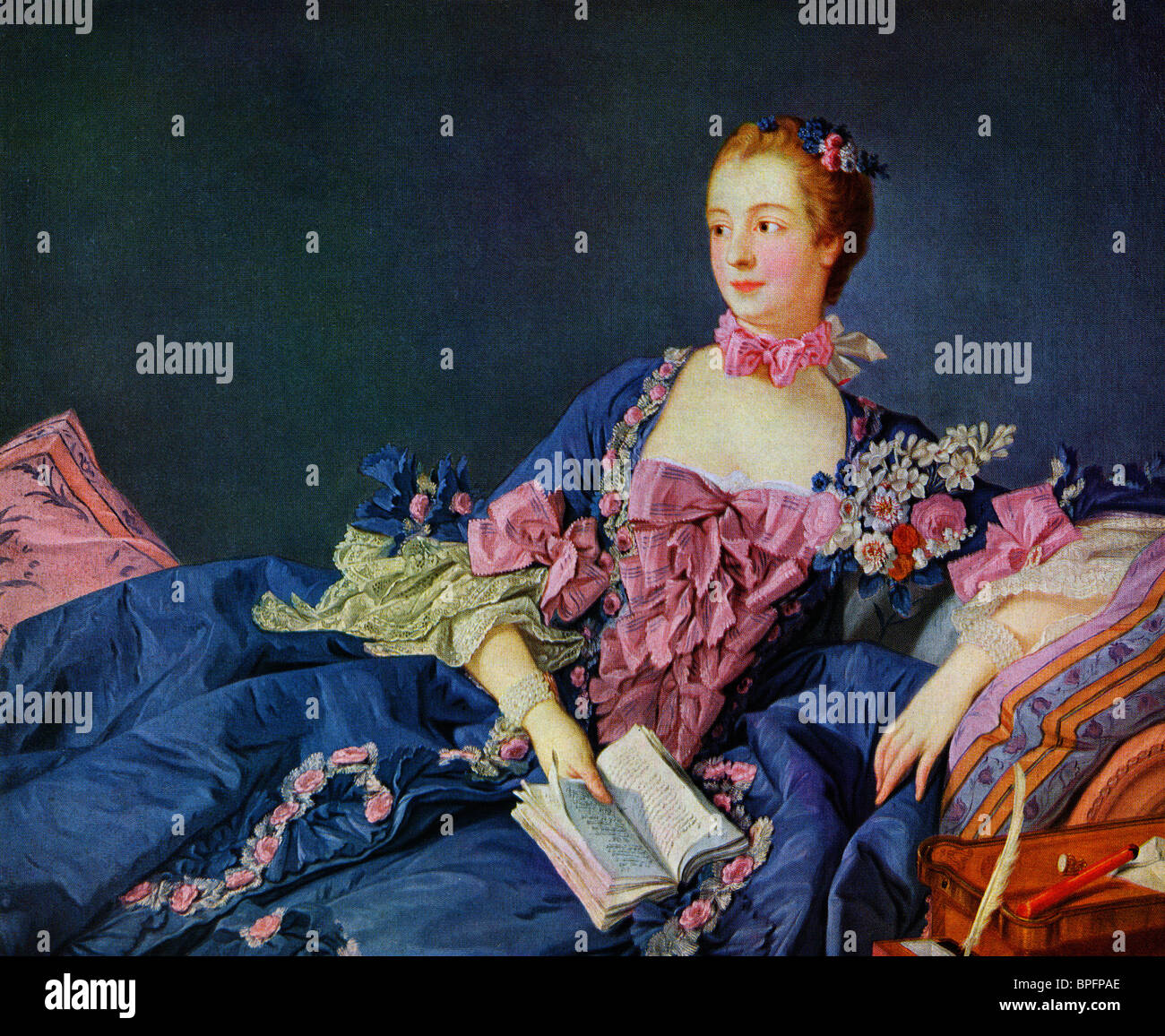 Jeanne Antoinette poisson, Marquise de Pompadour, également connue sous le nom de Madame de Pompadour, 1721 - 1764. Membre de la cour française et de la maîtresse officielle du roi Louis XV Portrait de François Boucher. Banque D'Images