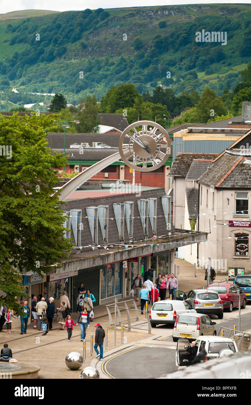 Le centre-ville, à Ebbw Vale, dans le sud du Pays de Galles, Royaume-Uni Banque D'Images