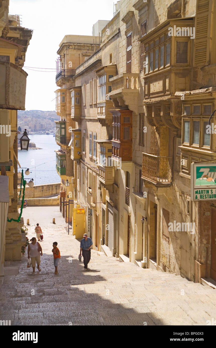 St John Street, Valletta, Malte Banque D'Images