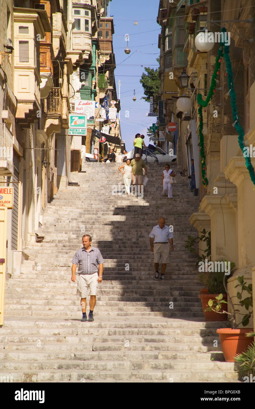 St John Street, Valletta, Malte Banque D'Images