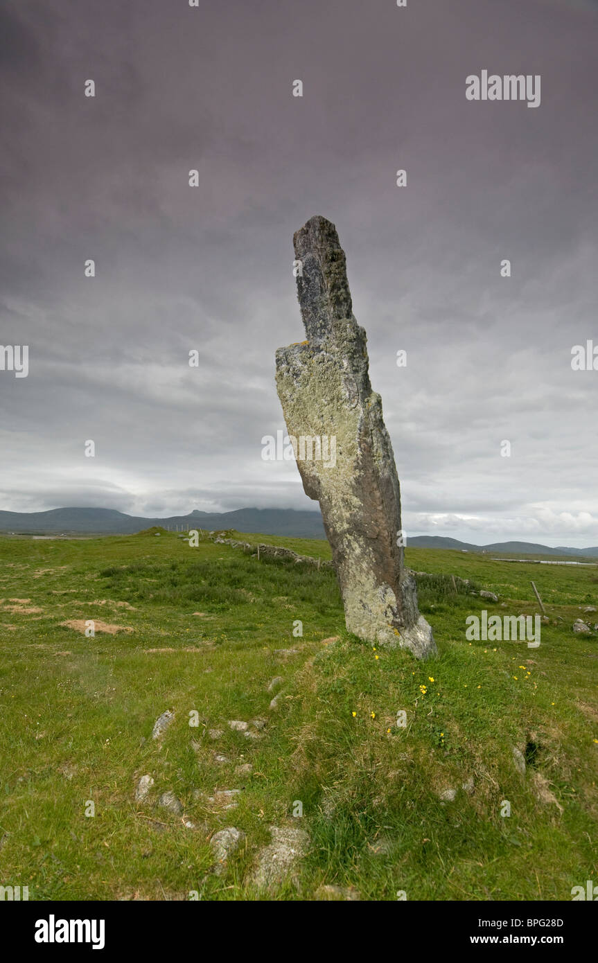 Cnoca Stonybridge Breaca standing stone South Uist îles occidentales de l'Écosse. 6460 SCO Banque D'Images