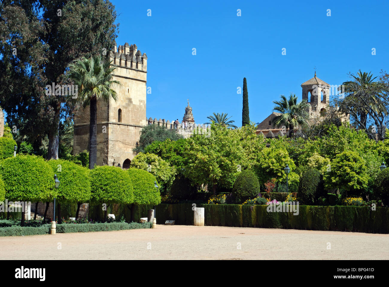 Palace Forteresse des Rois Chrétiens - tour du château et jardins, Córdoba, Cordoue, Andalousie, province de l'Espagne, l'Europe de l'Ouest. Banque D'Images