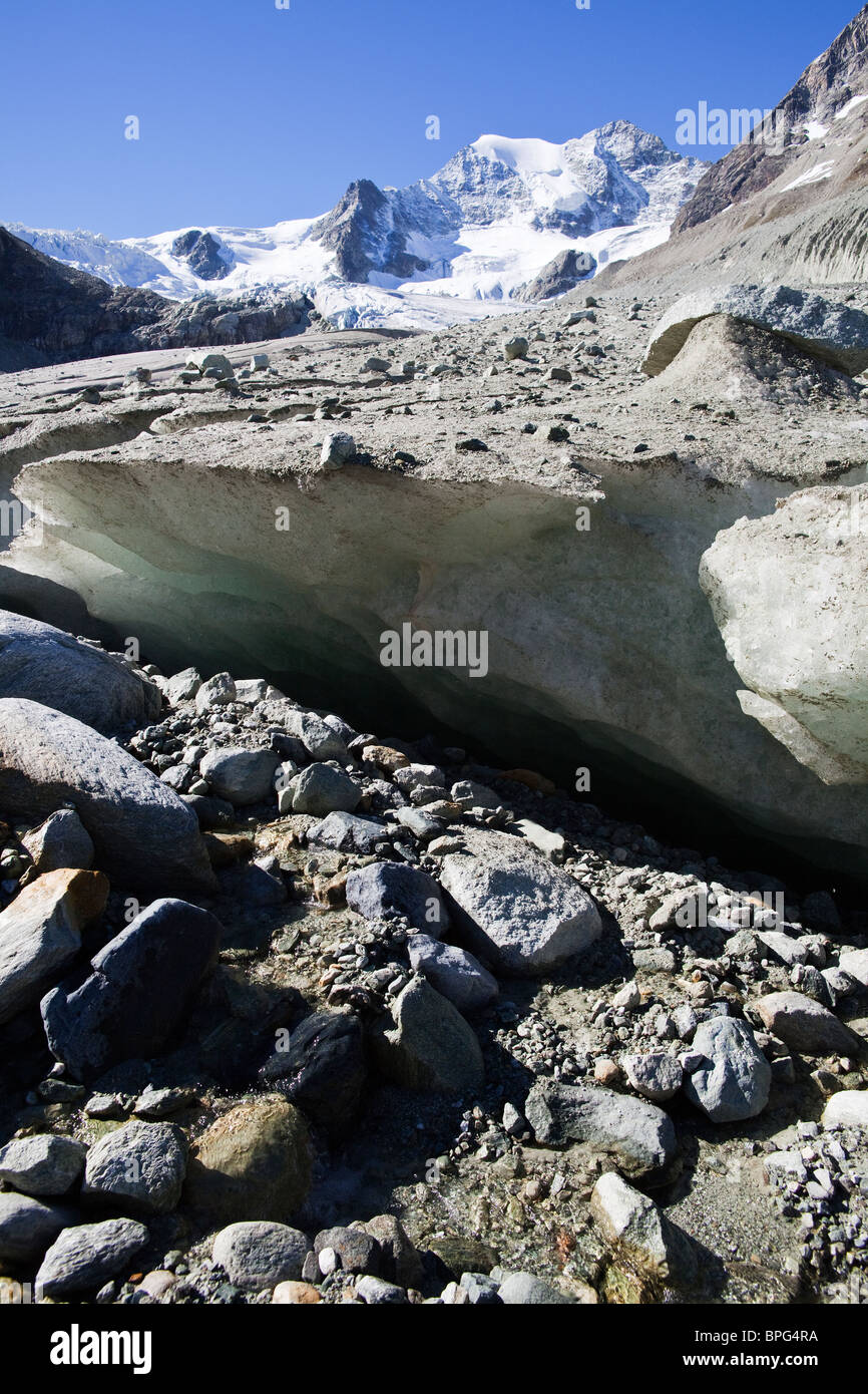 La fonte des glaciers dans les Alpes Banque D'Images