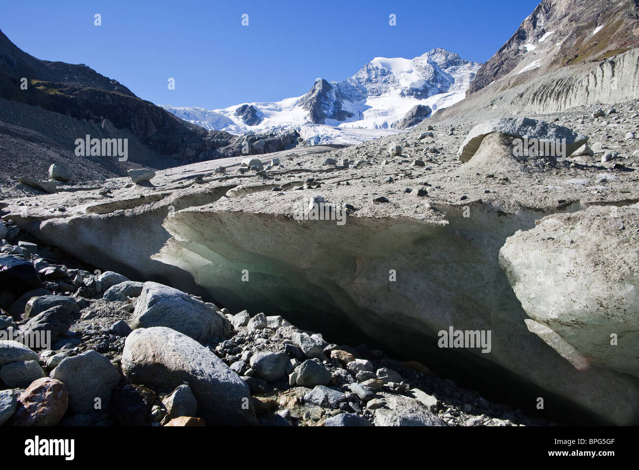 La fonte des glaciers dans les Alpes Banque D'Images