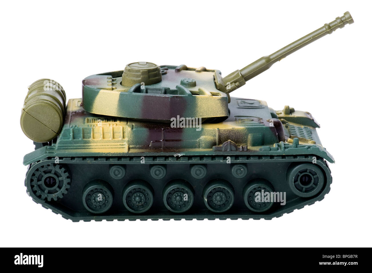 Objet sur blanc - toy tank close up Banque D'Images