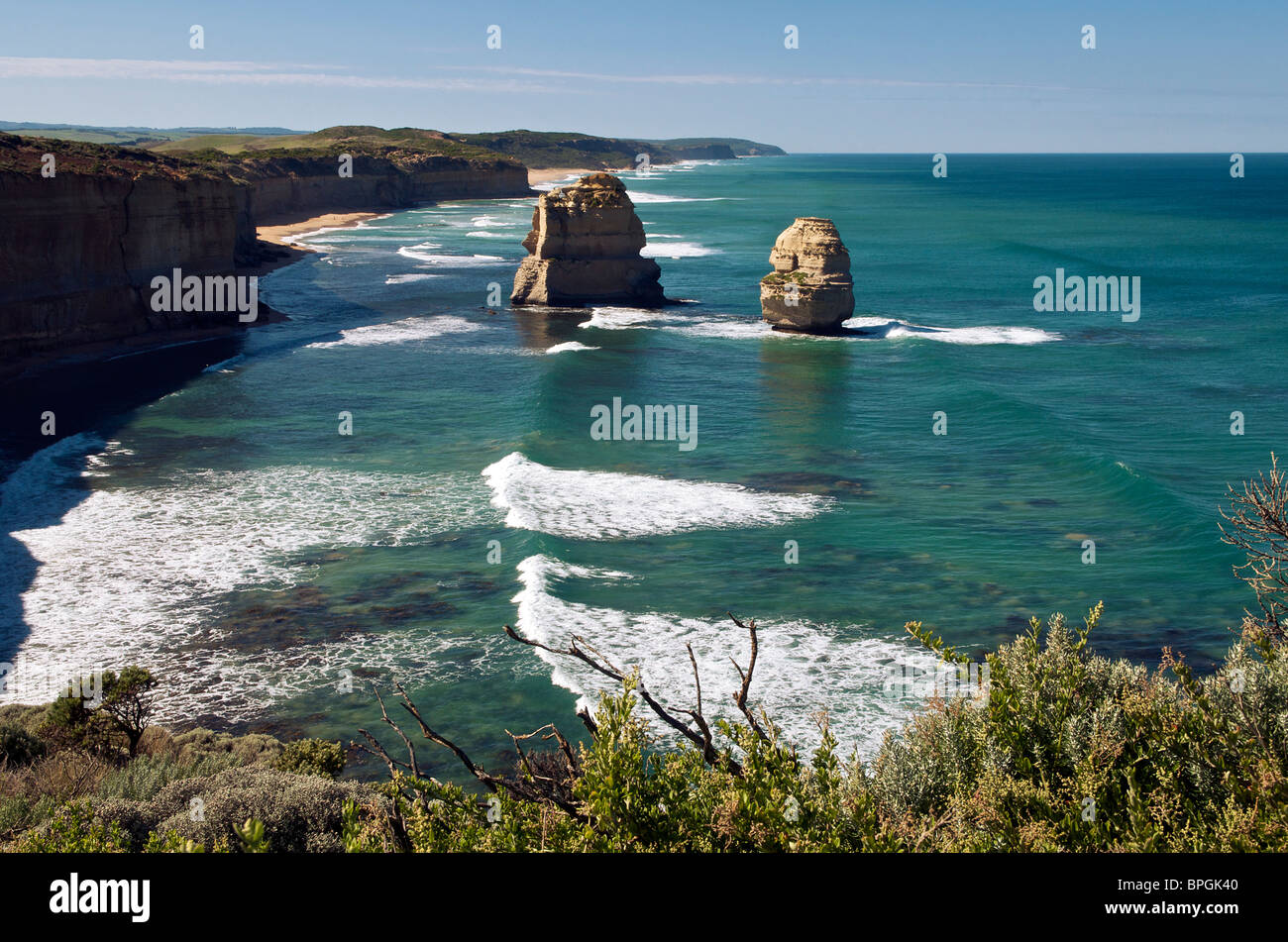 Deux des douze apôtres Port Campbell National Park Great Ocean Road Victoria Australie Banque D'Images