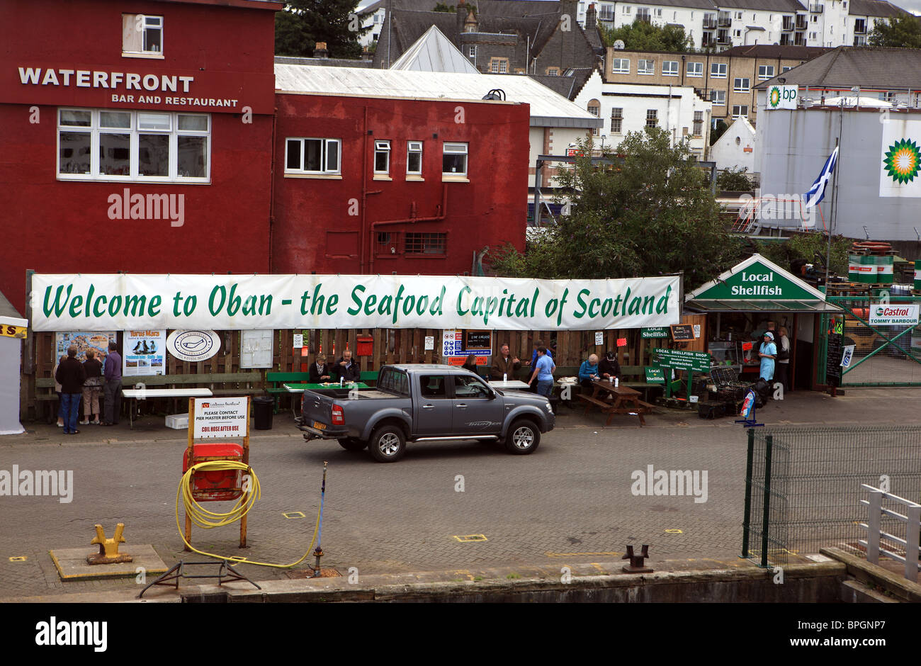 Fruits de mer d'Oban la capitale de l'Ecosse banner Banque D'Images