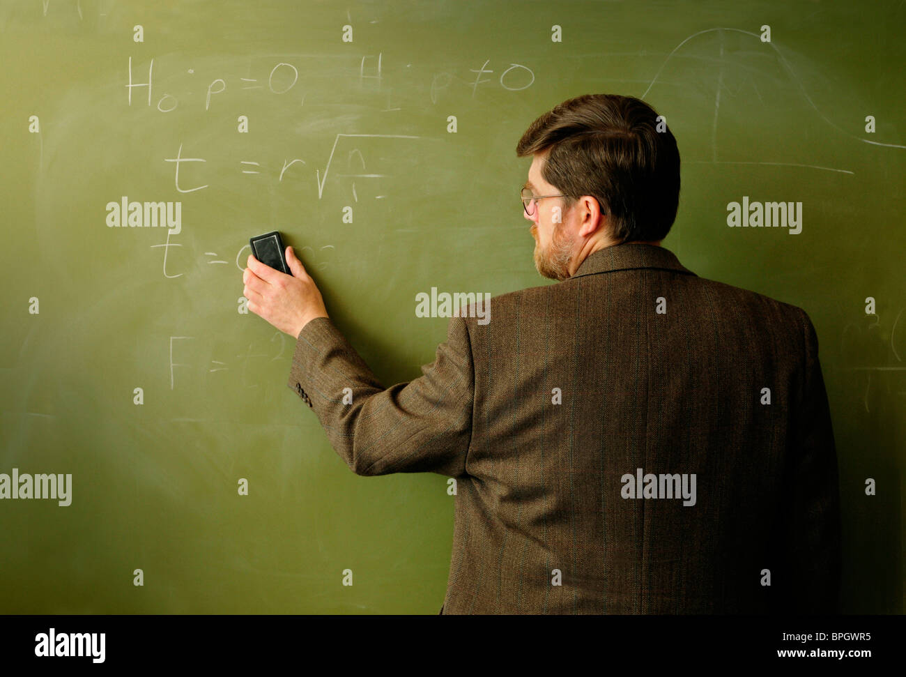 L'effacement de l'enseignant formule mathématique de green chalkboard Banque D'Images