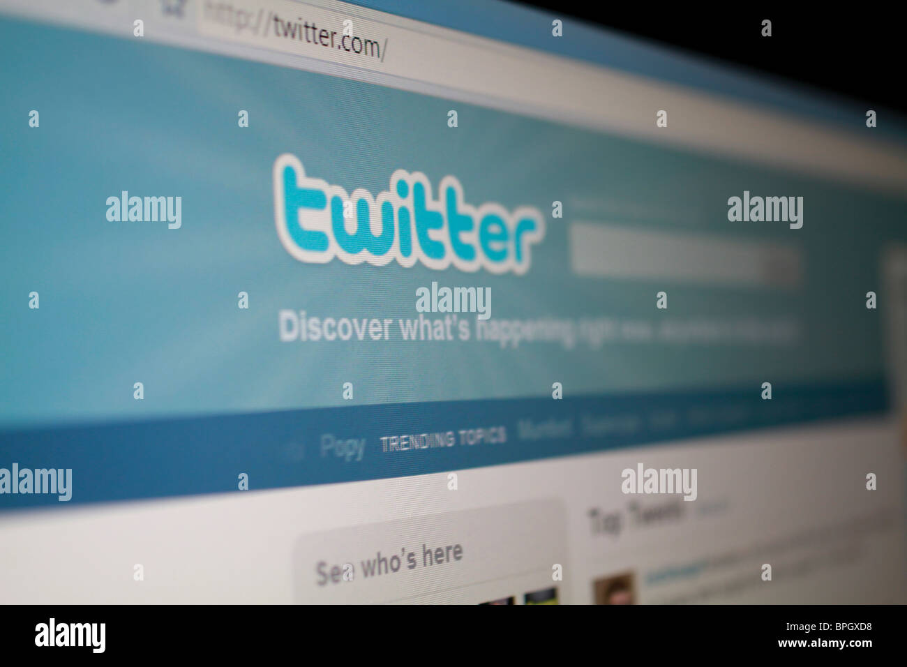 Site web de réseautage social Twitter et le logo de l'écran de démarrage Banque D'Images