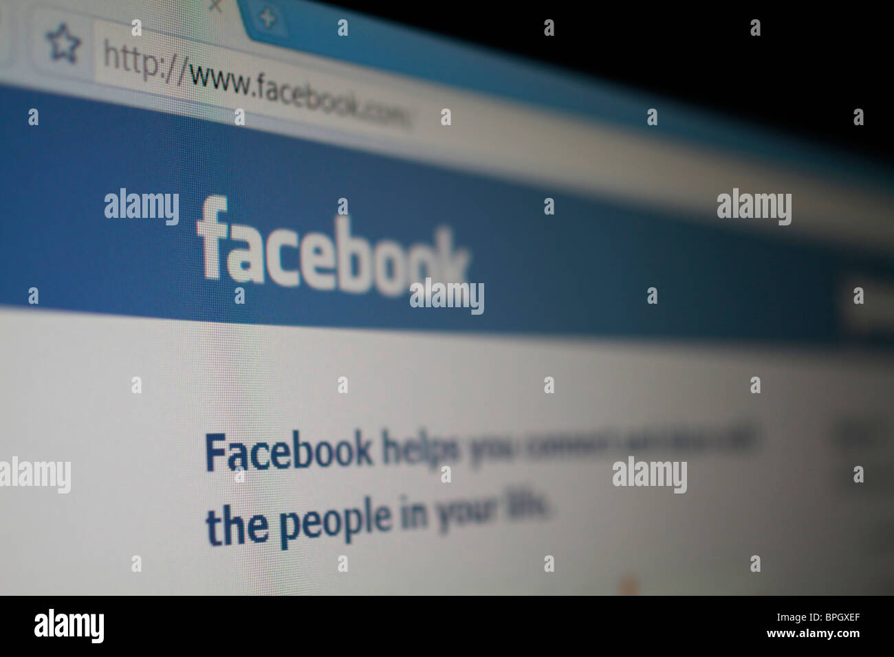 Site web de réseautage social Facebook logo et écran de démarrage Banque D'Images