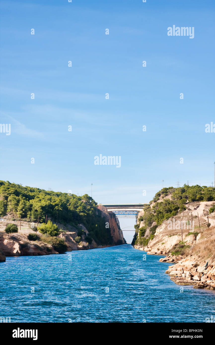 Paysage du Canal de Corinthe en Grèce Banque D'Images