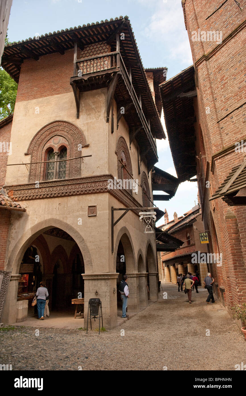 Le Hameau médiéval au parc du Valentino, Turin, Italie Banque D'Images