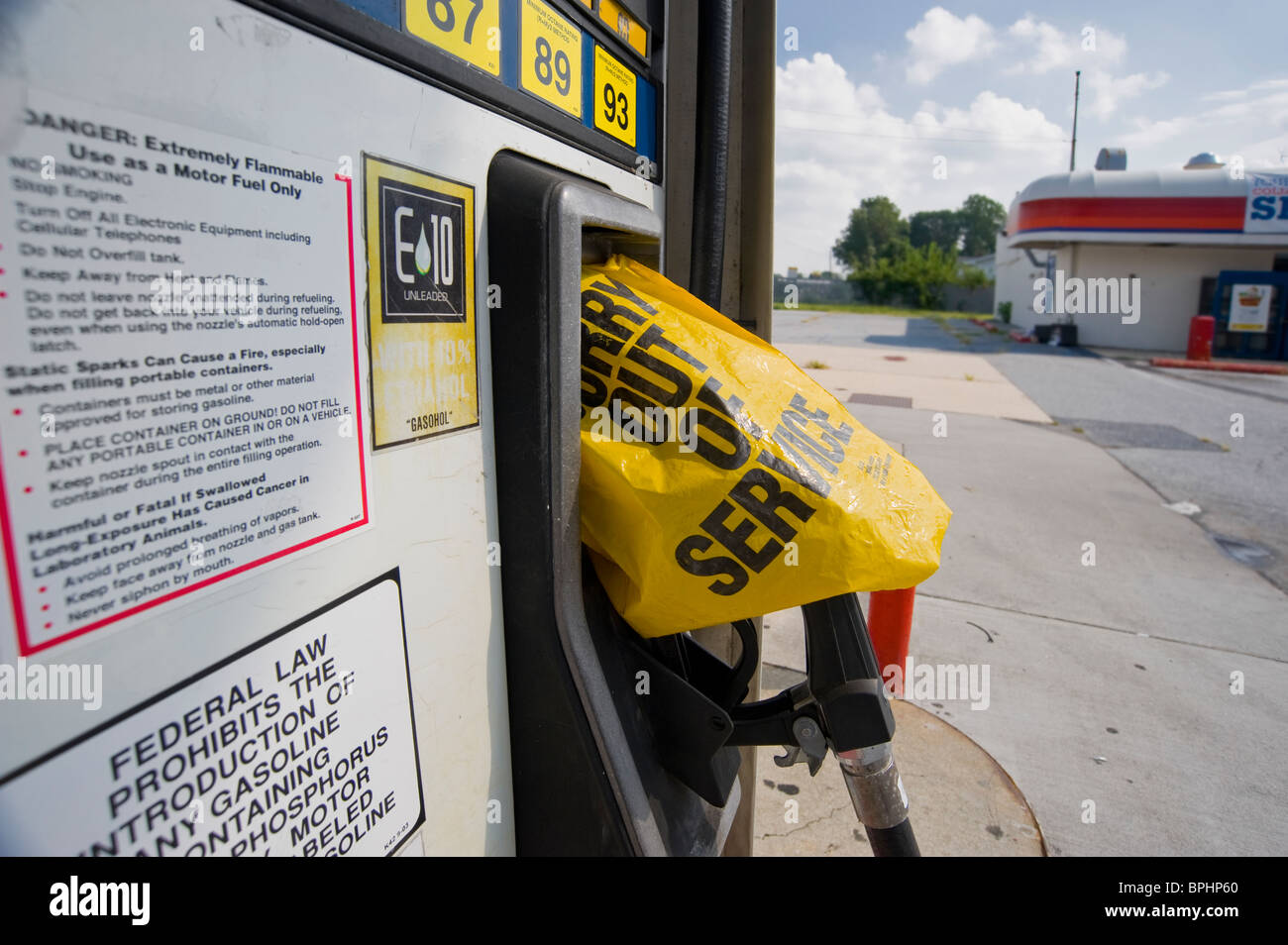 Pompe à essence, de fermeture de l'entreprise station-essence, Delaware, Etats-Unis Banque D'Images