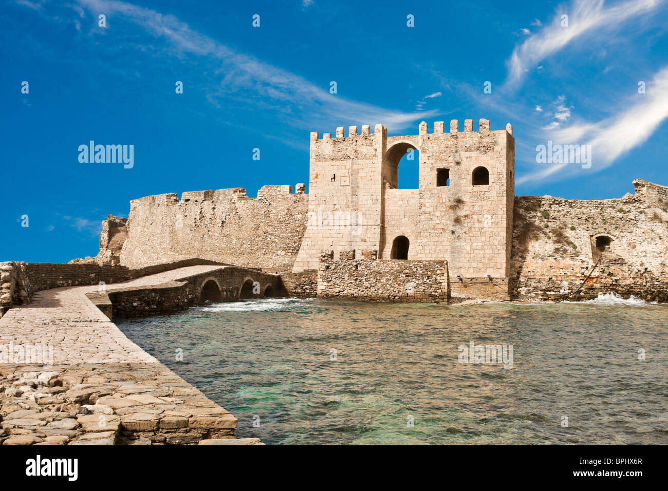 La forteresse vénitienne à Methoni en Grèce. Banque D'Images